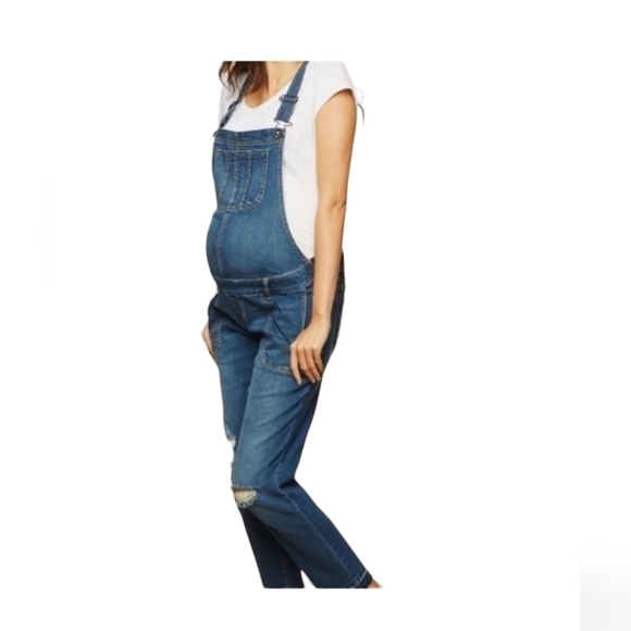 Indigo Blue NWT Size XS Blue motherhood Maternity overalls distre… - Picture 3 of 16
